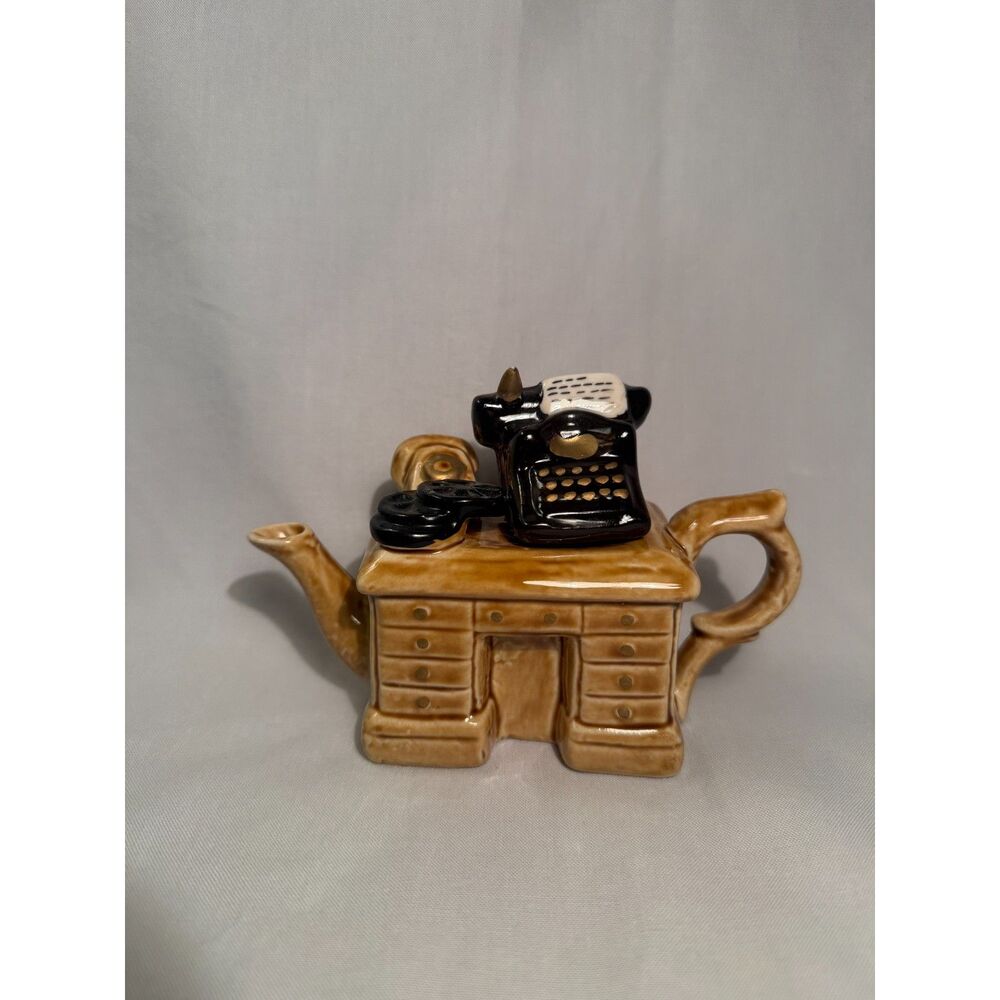 Vintage Miniature Ceramic Writer's Desk Teapot with Typewriter Lid